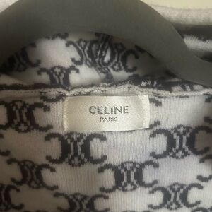 Celine Paris Dark blue and white Monogram Knit sweater